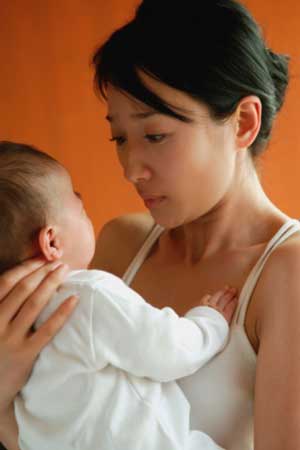 Worried Mother and Baby